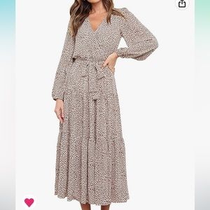 Womens long sleeve V neck ruffle tiered maxi dress, NWT.